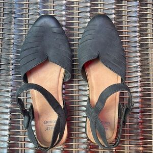 Earth Origins Black Flats with Ankle Strap